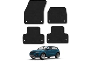 CAR MAT CO Range Rover Evoque (2013-2019) Car Mats Accessories Tailored Fit Carpet Floor Mats Non Slip Black Trim Full Coverage Compatible Accessory Front Rear Set Anti Slip Granulated Backing Clips