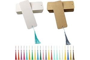 ZOCONE Bianco Segnalibri di Carta Kraft, 72 Pezzi Vuoti Segnalibro+72 Pezzi Nappe Colorate, per Libri, Segnalibro Artigianale Fai da Te, Segnalibri Personalizzabili per Lettura, Tag Regalo Artigianato