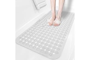 XIYUNTE Bath Mat Non Slip Shower Mat Anti Mould - 88 x 40cm Bathtub Mat Non Slip Bath Mats for Inside Bath, Rubber Anti Slip Bath Mat with Suction Cups, Machine-Washable, Clear