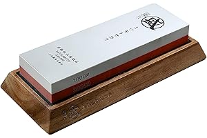 MITSUMOTO SAKARI Pierre a Aiguiser Japonaise, Aiguiseur Couteaux Professionnel 1000/3000 Grit, Aiguiseur Couteaux Base en Bambou Antidérapante pour Sièges