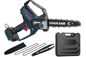 BITOON 8-Zoll Kettensäge für Bosch 18V GBA-Akku, Auto-Oiler, 6-Zoll und 8-Zoll bürstenlose kabellose Astkettensäge, batteriebetriebene Mini Kettensäge zum Holzfällen, Baumbeschneiden (nur Werkzeug)