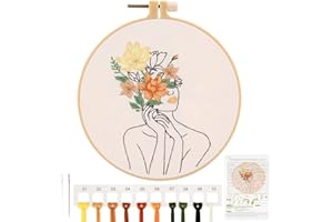 JSRQT DIY Broderie Starter Kits, Femme Point de Croix Kit de Démarrage de Broderie,Embroidery Starter Kit pour Débutant