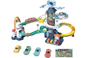 RedCrab Juguetes de Pista Coches Niños, Juego de Aventura en Coche Space Orbit con 6 Mini Cars para Niños y Niñas de 3 Años - Juguetes Educativos Preescolares para Regalos de Autos