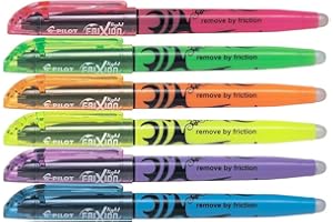 Pilot FriXion Paquet de 6 surligneurs clairs à encre effaçable, assortiment de couleurs