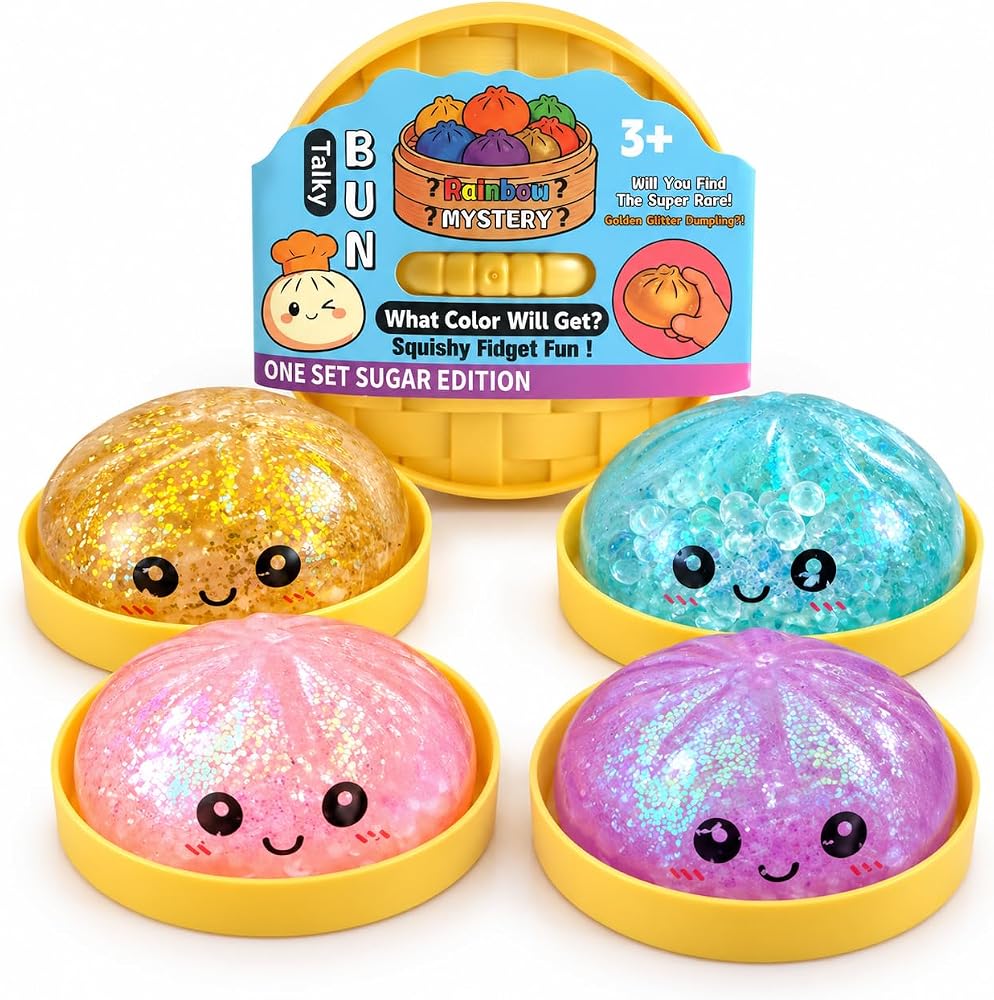 Talky Çin Mantısı Squishy Oyuncak – Şeffaf TPR Kabuklu, İçinde Hareket Eden Minik Toplar ve Simli Sıkma Oyuncağı, Yumuşak Fidget Stres Oyuncağı, Karışık Renk 1 Adet