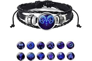 Alapek Zodiac Signs Spirit Bracelet, Manifestation Bracelet, Serene Manifestation Bracelet, Multilayer Adjustable Twelve Constellation Zodiac Leather Bracelets