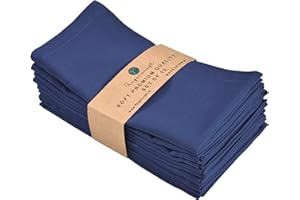 FINGERCRAFT Dinner Cloth Napkins, Cotton Linen Blend Mitered Corner Napkins Cloth 12 Pack Natural Premium Quality for Every Day Use, Parties, Easter, Weddings, 18x18 inch Bellwether Blue