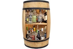 ‎WEECO weeco Minibar Schränk LED Rustikal Bartisch mit Holz 82cm Fass Vintage deko Hausbar Gin Whisky Bier - Weinfass Stehtisch Holzfass für Gläser und Flaschen - Wine Rack Geschenk für Mann