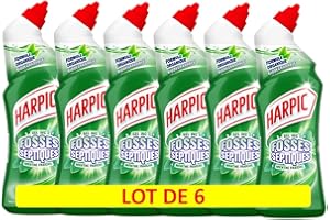 HARPIC Lot de 6 Gels WC Fosses Septiques Menthe - 750 ml