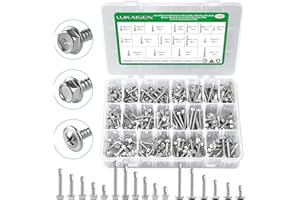 LUKAISEN 325Pcs Self Drilling Screws Assortment Kit, 410 Stainless Steel Self Tapping Sheet Metal TEK Screws for Metal, Truss & Hex Washer Head #8#10-1/2",5/8",3/4",1",1-1/4",1-1/2"