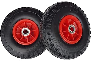 FROSAL Sackkarrenrad PU Rad Sackkarre 260 mm 3.00-4 | 20 mm Achse | Kugellager | Vollgummi | Ersatzrad Bollerwagen pannensicher | Reifen (2)