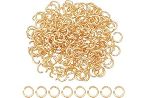 HOBBIESAY 200 anneau de Jonction en Or de 5mm en Acier Inoxydable Anneau de Jonction Ouvert Plaqué Or 18 carats Connecteurs D'Anneau Non Soudés Petits Anneaux Fendus Accessoires de Fabrication Bijoux