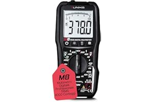 UNIKS - M8 Multimetro Digitale Professionale TRMS - Multimetro 4000 Conteggi - Tester Digitale Display LCD e Luce LED - Verificatore Professionale con funzione Bar-graph
