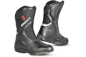 MAXIMO-MOTO Men’s Genuine Leather Motorcycle Touring Boots CE Approved Waterproof Long Cut Biker Shoes with Anti-Slip Rubber Sole