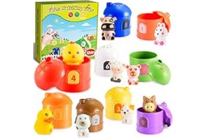 Toyzey Animaux de la Ferme Jouet Enfant 1 2 3 Ans,Jouets éveil Montessori Jeux Educatif 1-3 Ans Figurines d'animaux Jouet Bebe 6-18 Mois Cadeau Fille Enfant Garcon 1-3 Ans Cadeau Annivers
