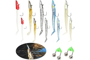 GMMG Esche Artificiali Morbido 10 Pezzi Silicone Esche da Pesca Esca Artificiale con Ami da Pesca per pesca in acqua dolce salata