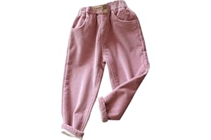 SOLU DAY8 Pantalon Velours Côtelé Enfant Fille Hiver Pantalons Doublé Polaire Enfant Fille Taille Elastique 2-7 Ans Velours Chaud Thermo Chic Pas Cher Confortable Casual Sport Jogging