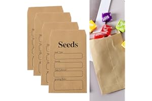 DILUSILK Small Brown Seed Envelopes - 40 PCS Paper Packets for Saving and Collecting with Types Name Template