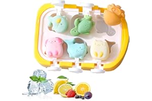 AMDONALO Eisform Kinder 6 Eisform Eis am Stiel, Klein Eisförmchen Popsicle Formen BPA-Free for Children and Baby with Handle and Lid (yellow)