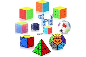 Vdealen Cubo Magico2x2 3x3 4x4 Piramide Megaminx Infinity Skewb Snake Rainbow Ball Magic Cube, Lisci Speed Cube Puzzle Cubo di Velocità, Regalo per Bambini Adolescenti Adulti(11 Pacchetto)