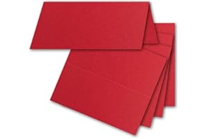 FarbenFroh by GUSTAV NEUSER 50x Tischkarten in Rosenrot (Rot) - 4,5 x 10 cm - blanko - Doppel-Karten - als Platzkarten und Namenskarten für Hochzeit und Feste