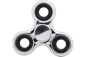 Toyland® Fidget Hand Spinner - Soulagement du Stress et de l'anxiété - Couleurs Assorties (Anneaux métalliques argentés et Noirs)