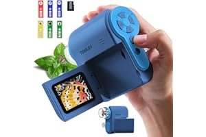 TOMLOV P20 Handheld Pocket Digital Microscope for Kids, 3-in-1 Miniscope, Portable 1080P DV Camera with Flip 2" LCD Screen, Compatible MacOS & Windows, 4.0 Hours, 6 Pcs Slide Set, 32GB Card (Blue)