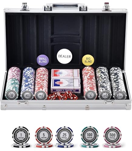 Set De Poker Display4top - 300 Jetons 12g Noyau Métal, Étui Aluminium, Cartes, Dés Et Boutons