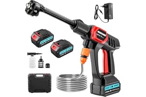 DIBAFUL Diabful Nettoyeur Haute Pression Portatif 21V sans Fil 6 en 1 Buse Réglable avec 5m Tuyau 2x3000 mAh Batterie pour Le Sol de la Voiture et Le Jardinage 80 Bar 270 L/H