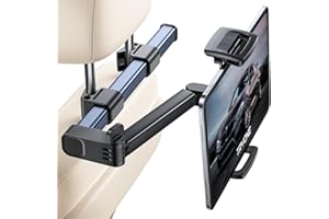 TRYONE Tablet Holder Car Headrest Backseat Mount: 3 in 1 Long Arm Headrest Tablet Holder Fit iPad Car Mount Travel Accessory Universal for All 4.7-12.9" Devices