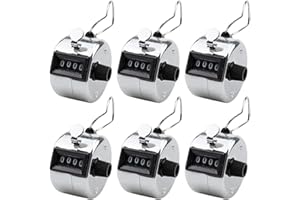 Foraineam 6er Pack Handzähler Klicker Schrittzähler Mechanische Zahler Counter Metall Manuelle Clicker mit Ringhalter, Silber