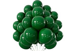 Adeyoo Green Balloons - 50 Pcs 12 Inch Dark Green Balloons Round Emerald Balloon with Ribbons Shiny Party Balloon for St Patricks Day Birthday Baby Shower Football Safari Theme Party Decorations