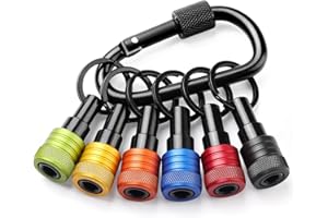 VALKYNOS Enhanced Non-Slip Upgrade Drill Bit Holder Key Chain 6pc, 1/4 Bit Holder for Impact Driver, Quick-Change Design for Nut Driver, Screwdriver & Drill Bits, Includes Handy Keychain Carabiner