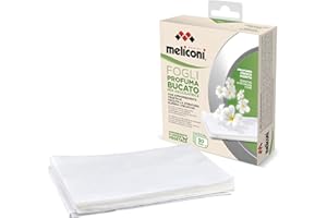 Meliconi Feuilles parfumées linge, parfum lessive pour sécheuse avec parfum fleuri et adoucissant naturel, effet antistatique, pour vêtements doux et faciles à repasser