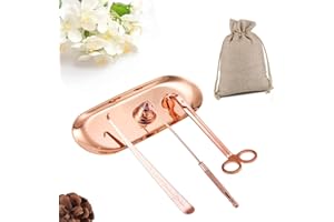 QeeHeng Trymer do knotów do świec, nożyk do świec, akcesoria do świec, gaśnica ze stali nierdzewnej (różowe złoto)