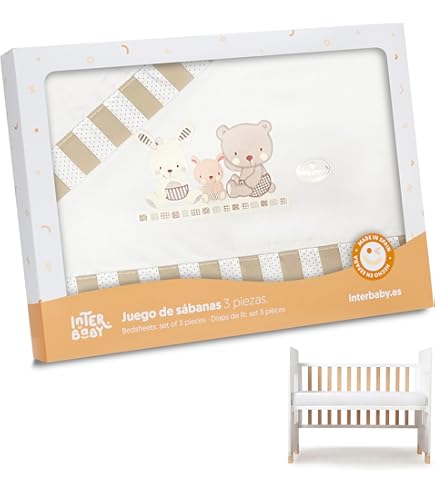 Lit Interbaby Matelas Parure De Lit Bébé 3 Pièces - 100% Coton Blanc/Bleu - Housse De Couette, Drap Et Taie - Thème Koala Taie D'oreiller Bébé