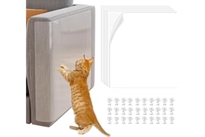 QIEERXI Cat Sofa Protector - 6Pcs Anti Scratch Furniture Protector Clear Cat Scratch Tape with 30Pcs Pins, Self Adhesive Sofa Protectors from Pets, Cats Protectors for Carpe Door Cloth Couch 30x40CM
