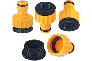 HESTYA 4 Pack Plastic Garden Hose Tap Connector, 1/2 Inch and 3/4 Inch Size 2-in-1