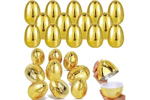 AFOXON 48Pack Golden Easter Eggs-Metallic Gold Easter Eggs Empty Fillable Easter Egg for Easter Hunt, Basket Stuffers Fillers, Party Favors Easter Decorations