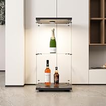 Vitrina De Cristal Con Iluminación LED Y Cerradura – Mueble Expositor Con 2 Puertas Y 4 Estantes, 80.5x36.5x163.9 Cm – Ideal Para Colecciones En Salón O Oficina