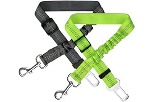 Zellar Dog Seat Belt, 1 pack Adjustable Elastic Bungee,Strong Durable Dog Car Harness Restraint With 360 Degree Swivel Attach Won't Twist, black