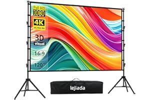 LEJIADA Projector Screen with Stand, 120 inch 16:9 for Home Theater, Outdoor Indoor Party, Backyard Cinema.