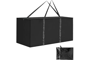 Piymnys Garden Cushion Storage Bag, 420D Oxford Fabric Waterproof, Anti-UV Heavy Duty Christmas Tree Outdoor Furniture Storage Bag with Carry Handle and Zipper (173x76x51cm), Black