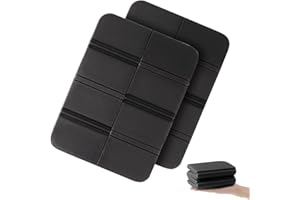 WUFANC Set di 2 cuscini per esterni pieghevoli, resistenti alle intemperie e impermeabili, per bambini, leggeri e compatti, per escursioni, campeggio, stadio, picnic e giardino (Nero + Nero)