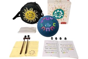 JUEGACONMIGO Stalowy bęben językowy tambú, 20 cm, 11 dźwięków, handpan, metalowy instrument perkusyjny, matowy niebieski