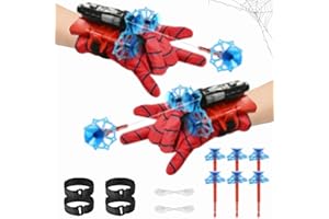 WYFDCZZP Juegos de Guantes de Lanzador,Lanza Telarañas Spiderm Juguetes con Máscara y Dardos Guantes,Juguetes Spiderm Regalo niño 3-12 años para Niños Guantes de Plástico Cosplay(A) (B)