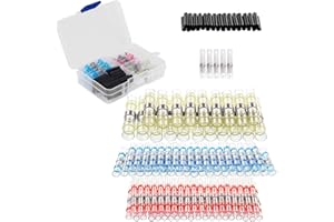 PERSENTU 100PCS Solder Seal Wire Connectors, 5 Types Waterproof Heat Shrink Electrical Wire Butt Terminals Solder Sleeve Insulated Splice Wire Terminals for Marine Automotive Boat Truck Wire Joint