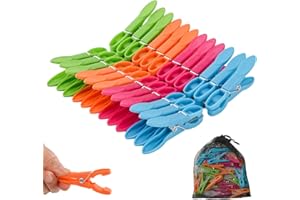 TOEKT 48PCS Clothes Pegs, Colorful Plastic Clothespins Non Slip Laundry Pegs Strong Grip Washing Pegs Plastic Clothes Clips for Washing Line Laundry Bathroom Kitchen (48)