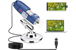 Cainda HD 2560x1440P 2K USB Microscopio fotocamera per Android Windows 7 8 10 11 Linux Mac, 40X a 1000X Microscopio digitale con supporto e custodia per il traspor