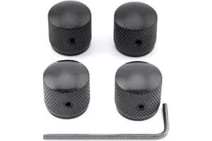 Musiclily Métrico 6mm Metal Botones de Potenciometros Dome Knobs Perillas de Control con Ajustable Tornillo para Guitarra Eléctrica Telecaster Precision Bass, Negro(4 piezas)